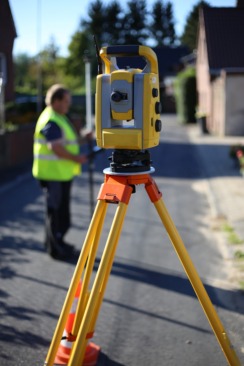 Landmeter aan het werk.